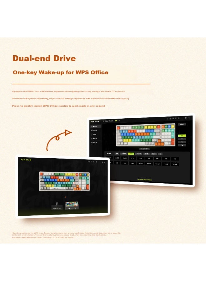 Vgn V98pro V3 Custom Mechanical Keyboard Wireless Bluetooth Wired Tri-mode Long Battery Life Low Latency Hot-swappable Silent Switches Wps Collaboration Edition For Gaming And Office - Image 2