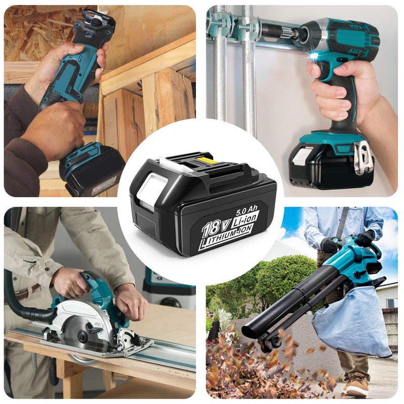 Chaunven 2 Packs 5.0Ah 18V Battery Replacement For Makita 18V Battery Bl1850B Bl1840B 1860B Bl1830B Bl1815B Compatible With Makita 18 Volt Cordless Power Tool And Charger - Image 5