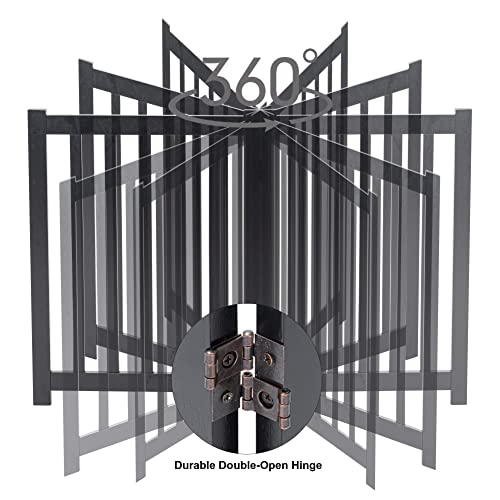 LZRS 6-Panel Extra-Wide Freestanding Wooden Dog Gate Indoor – 24”High Foldable Safety Pet Barrier for Doorways, Hallways, Kitchens, and Long Staircases, Durable Design fit Small to Medium Dogs, Black - Image 5