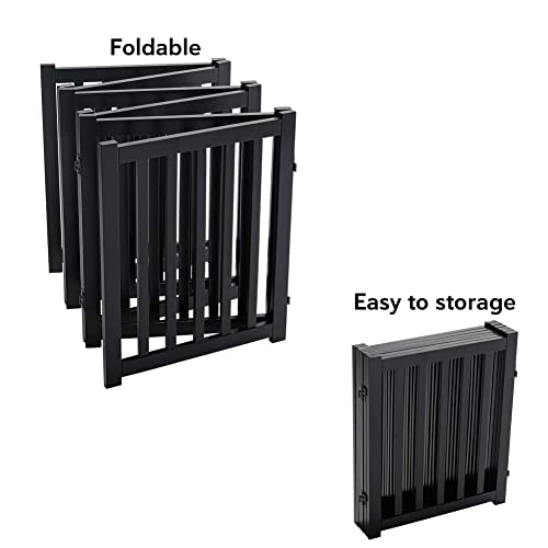 LZRS 6-Panel Extra-Wide Freestanding Wooden Dog Gate Indoor – 24”High Foldable Safety Pet Barrier for Doorways, Hallways, Kitchens, and Long Staircases, Durable Design fit Small to Medium Dogs, Black - Image 4