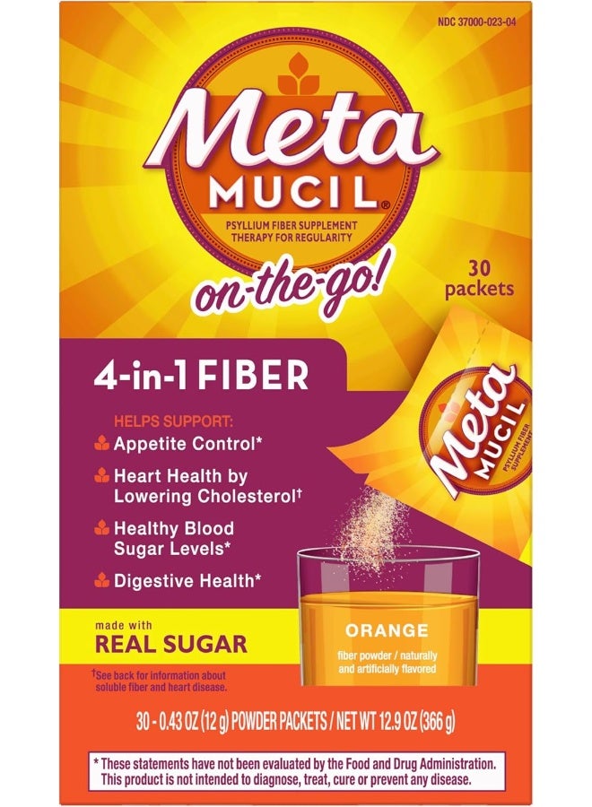 Metamucil Smooth Texture Orange Single Dose Packets, 30 Count (Pack of 2) - Image 1