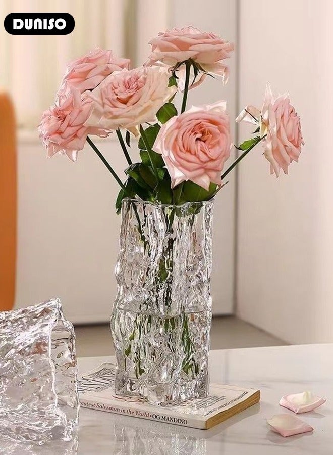 DUNISO Glass Vases for Decor, Decorative Vases for Flowers, Aesthetic Clear Vases for Living Room Decorations, Modern Hydroponic Glass Transparent Vase Vase for Dining Table Home Decor  - Image 5