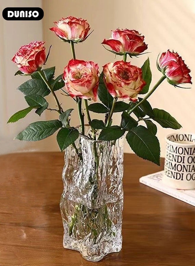 DUNISO Glass Vases for Decor, Decorative Vases for Flowers, Aesthetic Clear Vases for Living Room Decorations, Modern Hydroponic Glass Transparent Vase Vase for Dining Table Home Decor  - Image 2