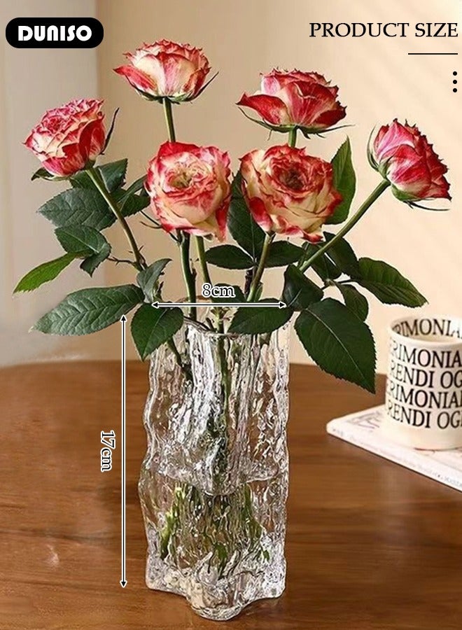 DUNISO Glass Vases for Decor, Decorative Vases for Flowers, Aesthetic Clear Vases for Living Room Decorations, Modern Hydroponic Glass Transparent Vase Vase for Dining Table Home Decor  - Image 4