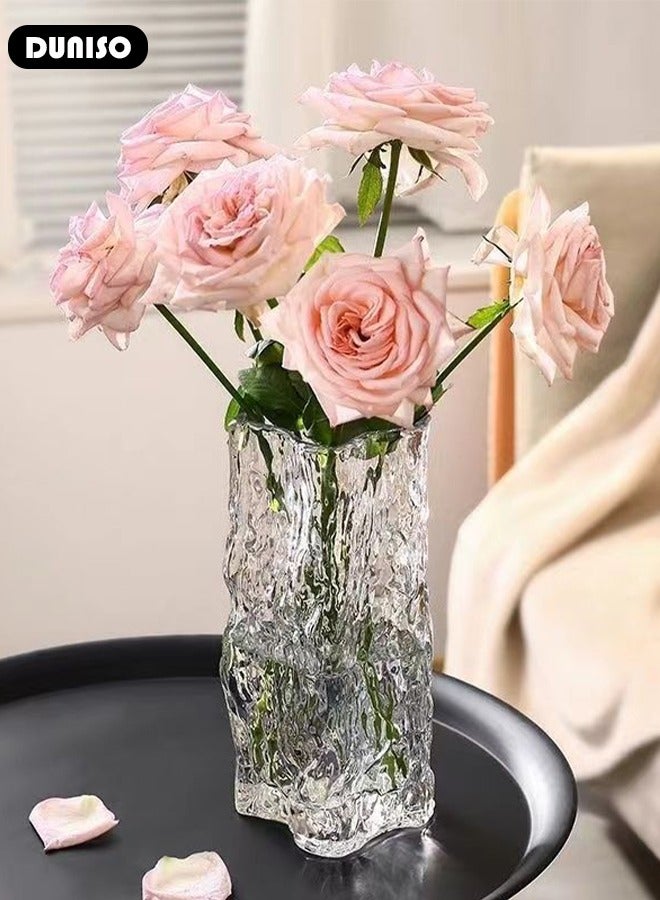 DUNISO Glass Vases for Decor, Decorative Vases for Flowers, Aesthetic Clear Vases for Living Room Decorations, Modern Hydroponic Glass Transparent Vase Vase for Dining Table Home Decor  - Image 3