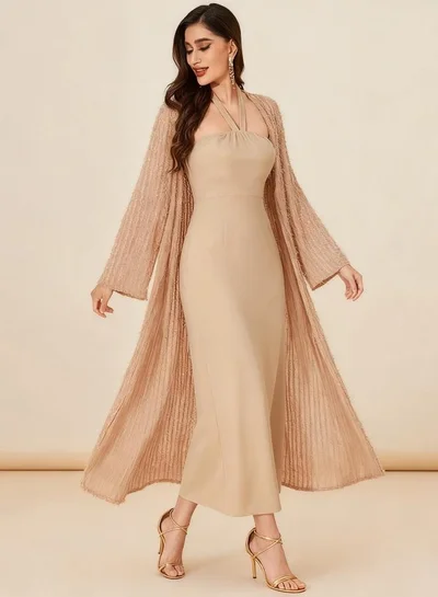ivory halter neck midi dress Chic Cutie Ribbed Knit Halter Midi Dress main image 1