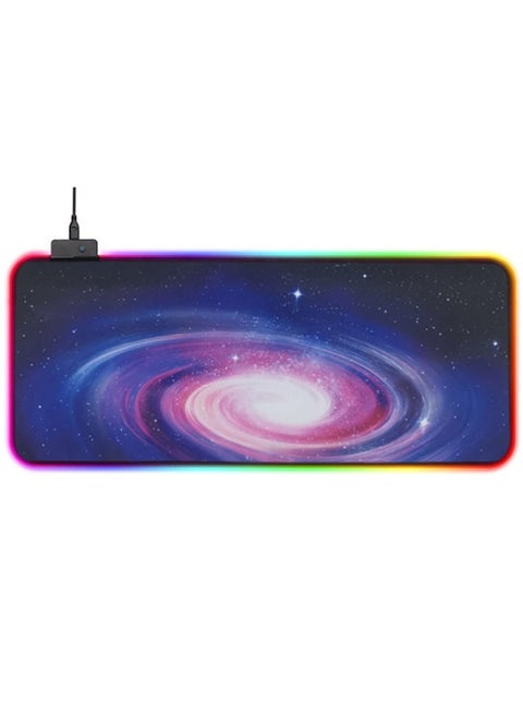 RGB Gaming Mouse Pad - Size 800 X 300 X 4 MM -14 Lighting Modes - Spill-Resistant Smooth Surface (Galaxy)