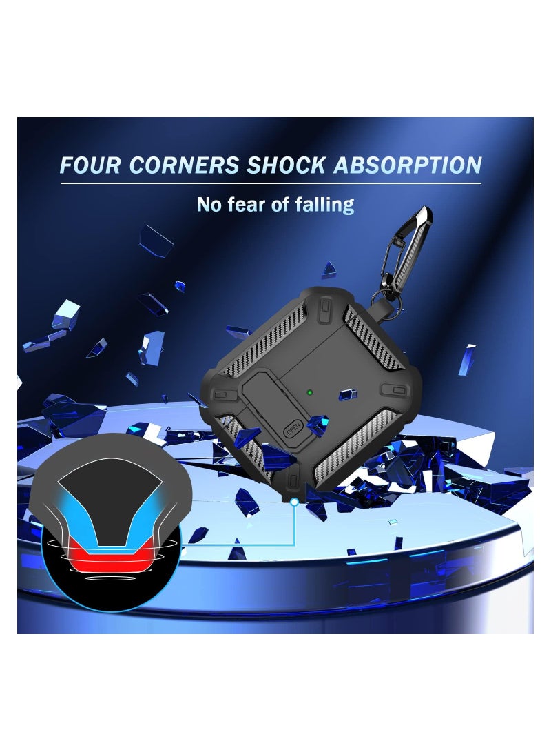 SYOSI for AirPods 3rd Generation Case Cover Shockproof Hard Shell Protective Armor with Lock for AirPod Gen 3 Charging Case 2021 Front LED Visible Black - Image 3