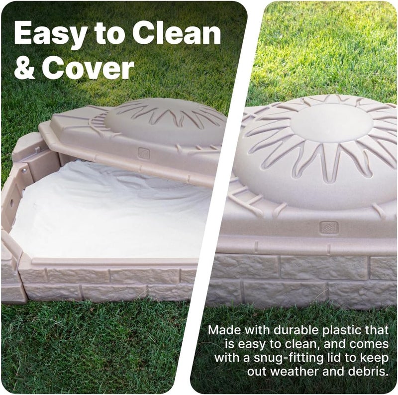 Step2 Naturally Playful Sandbox II, Kids Sand Activity Sensory Play Pit, Summer Outdoor Toys, 7 Piece Water Toy Accessories, for Toddlers 1+ Years Old - Image 3