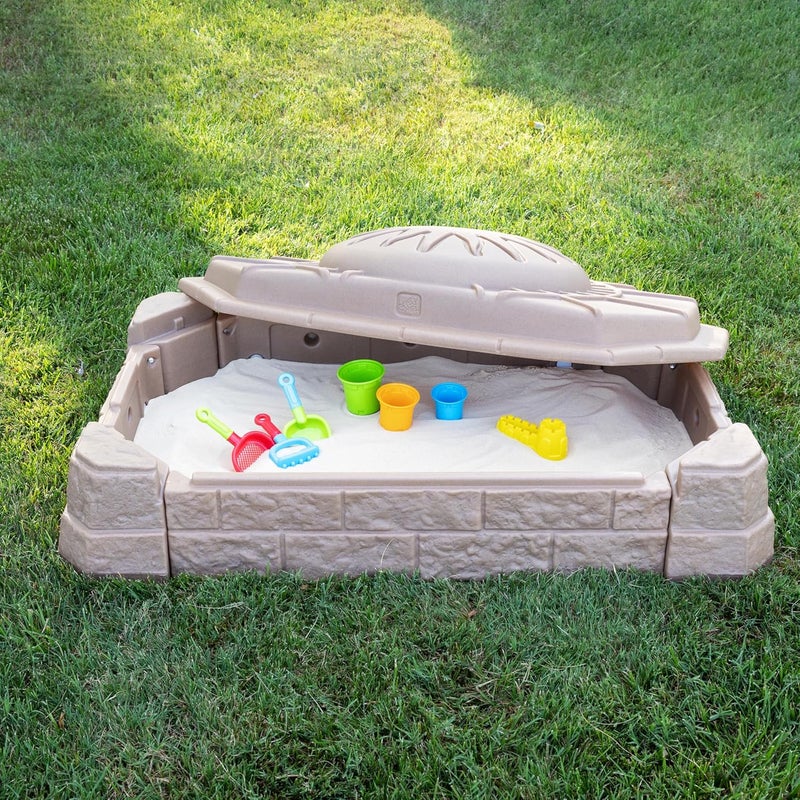 Step2 Naturally Playful Sandbox II, Kids Sand Activity Sensory Play Pit, Summer Outdoor Toys, 7 Piece Water Toy Accessories, for Toddlers 1+ Years Old - Image 5