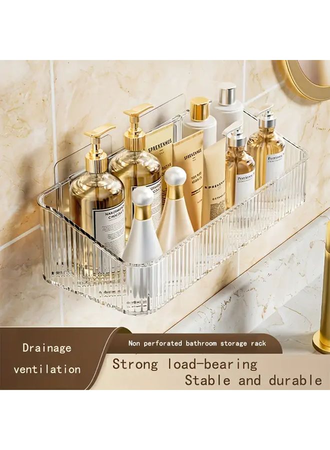 Transparent Elegant Wall Mounted Bathroom Storage Shelf Made Of High Quality PET Plastic - Image 1