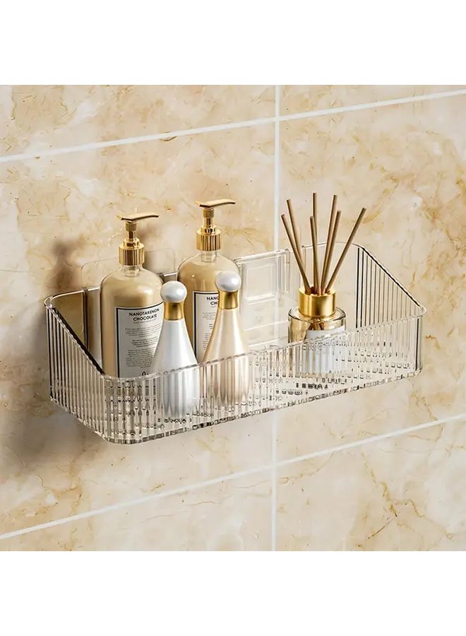 Transparent Elegant Wall Mounted Bathroom Storage Shelf Made Of High Quality PET Plastic - Image 4