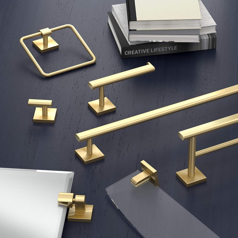 gatco 4062 Elevate, Towel Ring, Brushed Brass/Wall Mounted 6.13" Wide Towel Ring for Bathroom - Image 3