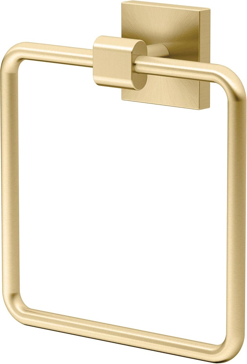 gatco 4062 Elevate, Towel Ring, Brushed Brass/Wall Mounted 6.13" Wide Towel Ring for Bathroom - Image 1
