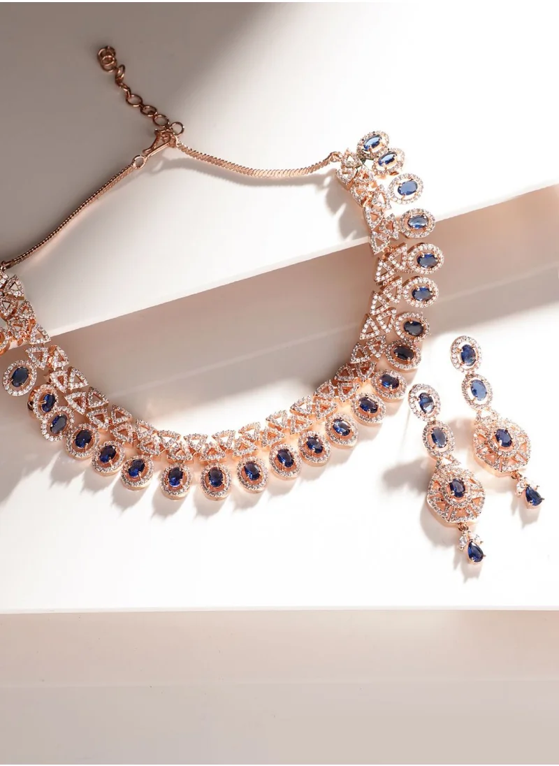 Priyaasi Rose American Diamond-Studded Jewellery Set