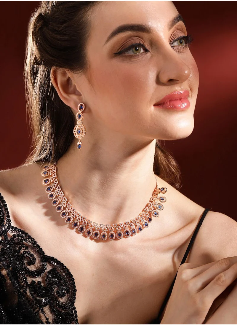 Priyaasi Rose American Diamond-Studded Jewellery Set