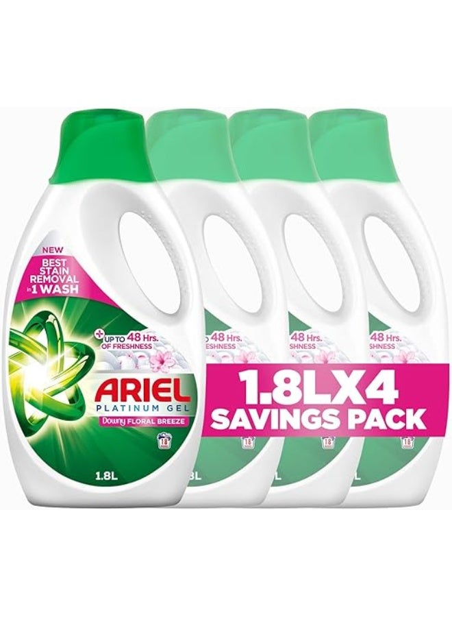 اريال جل غسيل أريل برائحة نسيم الزهور، 1.8 لتر × 4، عبوة من 4 قطع