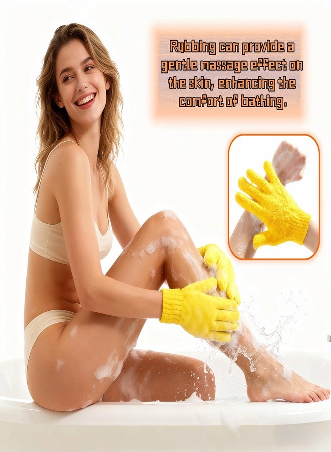 RyanDesign Exfoliating Shower Gloves, 2 Pairs Reinforced Nylon Bath Scrubbing Mitts, Orange and Yellow, One Size Fits All, Body Cleansing Massage - Image 2