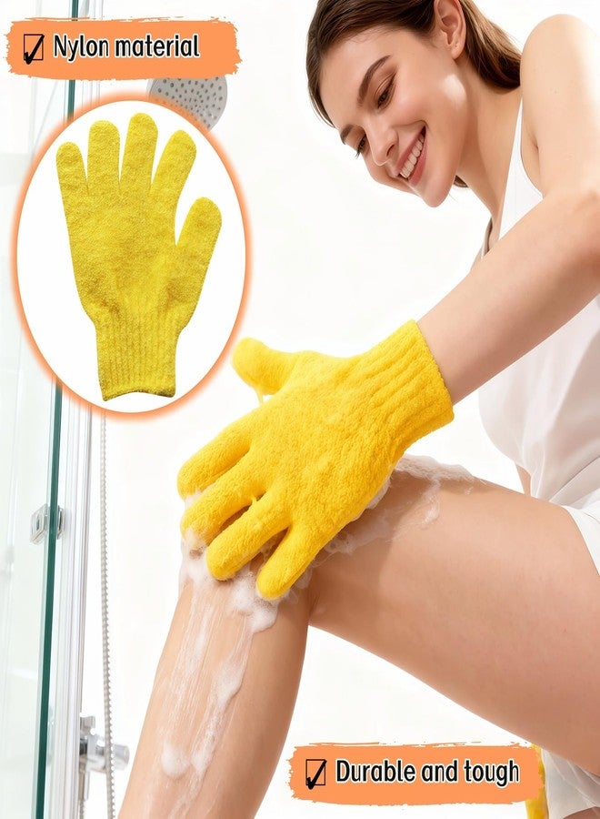 RyanDesign Exfoliating Shower Gloves, 2 Pairs Reinforced Nylon Bath Scrubbing Mitts, Orange and Yellow, One Size Fits All, Body Cleansing Massage - Image 3