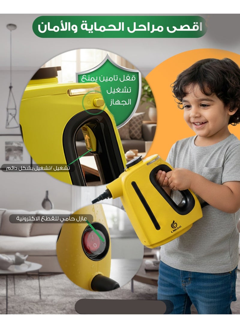 لنكوو جهاز تنظيف وتعقيم بالبخار عالي الضغط مع بخار مستمر وخزان مزدوج آمن – لتنظيف الكنب والزجاج والمطابخ والحمامات خلال ثوانٍ - Image 3