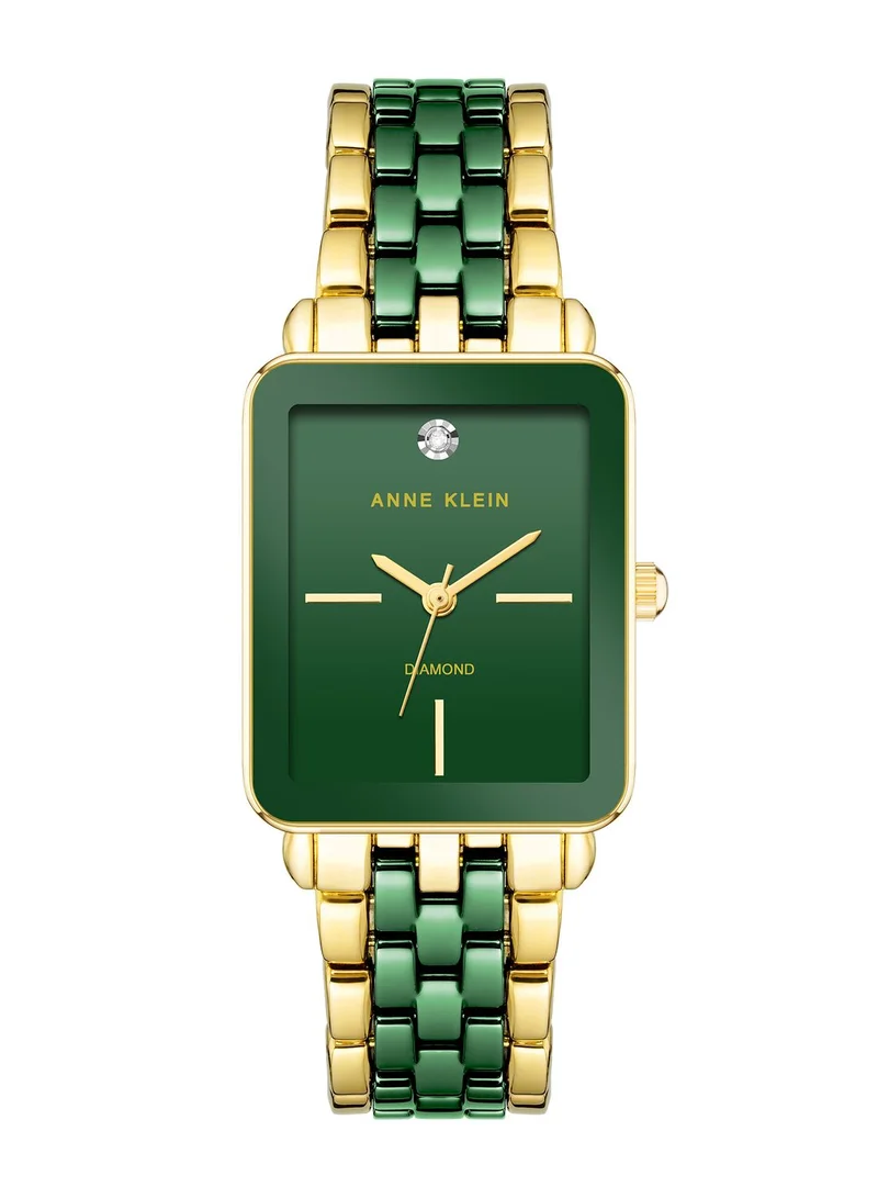 ANNE KLEIN Green Mother Of Pearl Rectangle Watch