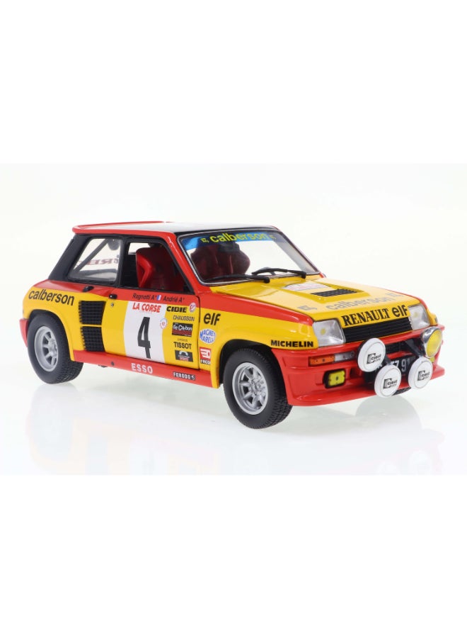 Solido Renault 5 Turbo Tour de Corse 1980 #4 Ragnotti/Andrié Diecast Model Car, 1:18 Scale, Yellow Rally Car with Opening Front Bonnet, Front Doors and Rear Hood, Steerable Wheels, Collector Display Model - Image 2