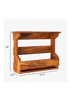 HANDWOODY Handwoody Solid Wood Wooden Wall Hanging Design Bar Bar Cabinets for Home Mini Bar for Home Solid Wood Make Wine Storage Cabinet with Glass Hanging Space  - Image 2