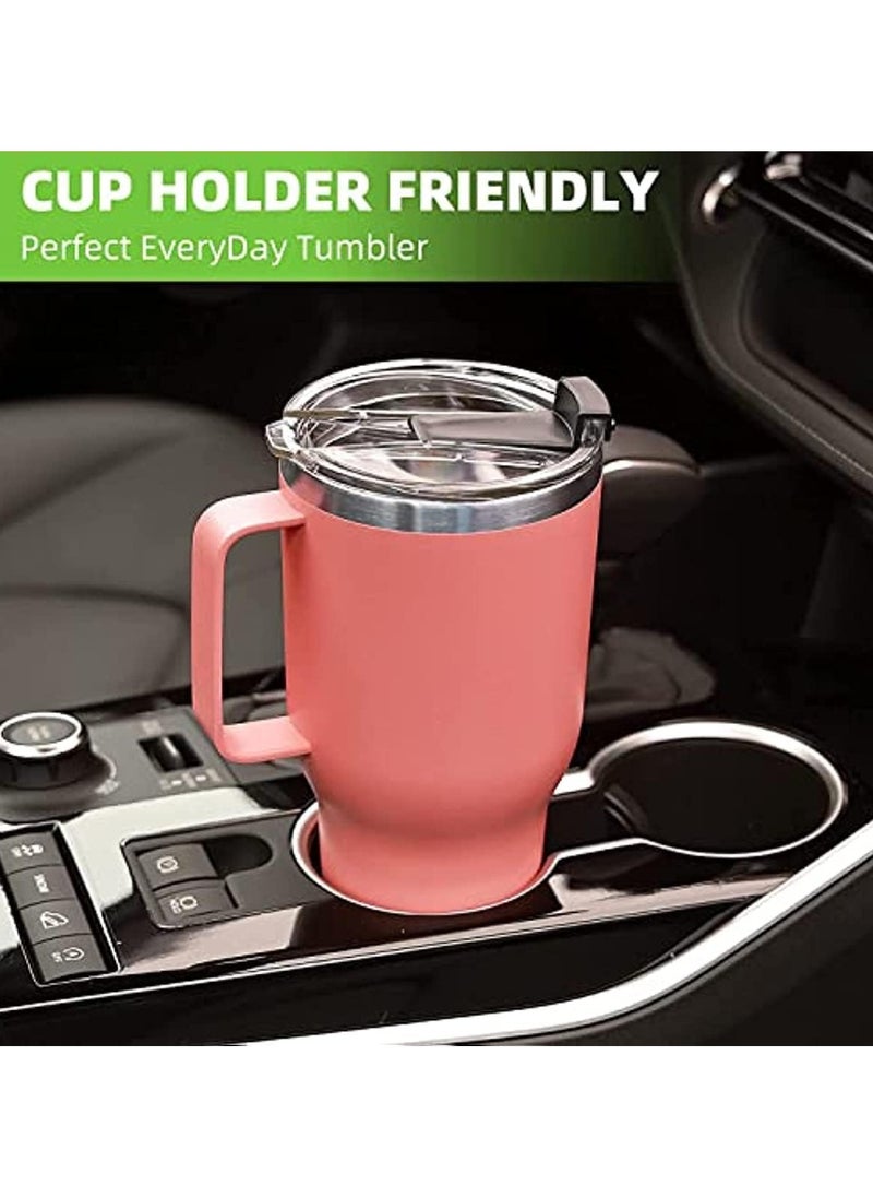 40 oz Tumbler with Handle and Straw, Insulated Tumbler with Handle Leak Proof, Large Tumbler with Lid and Straw(Pink)