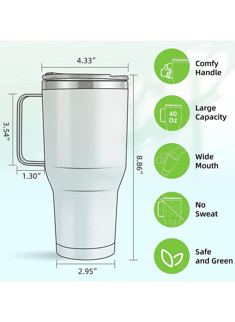 40 oz Tumbler with Handle and Straw, Insulated Tumbler with Handle Leak Proof, Large Tumbler with Lid and Straw(Pink)