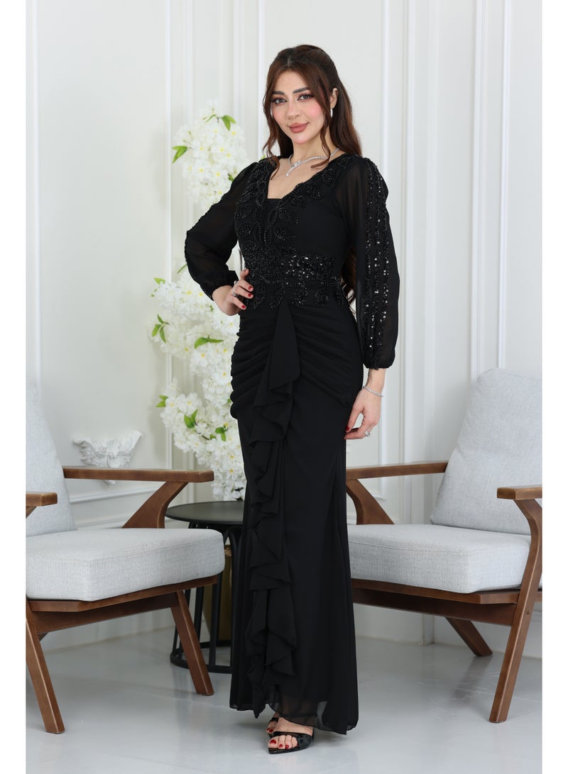 المصمم الحديث فستان سهرة كم بتصميم انيق وفخم من براند المصمم الحديث - Image 2