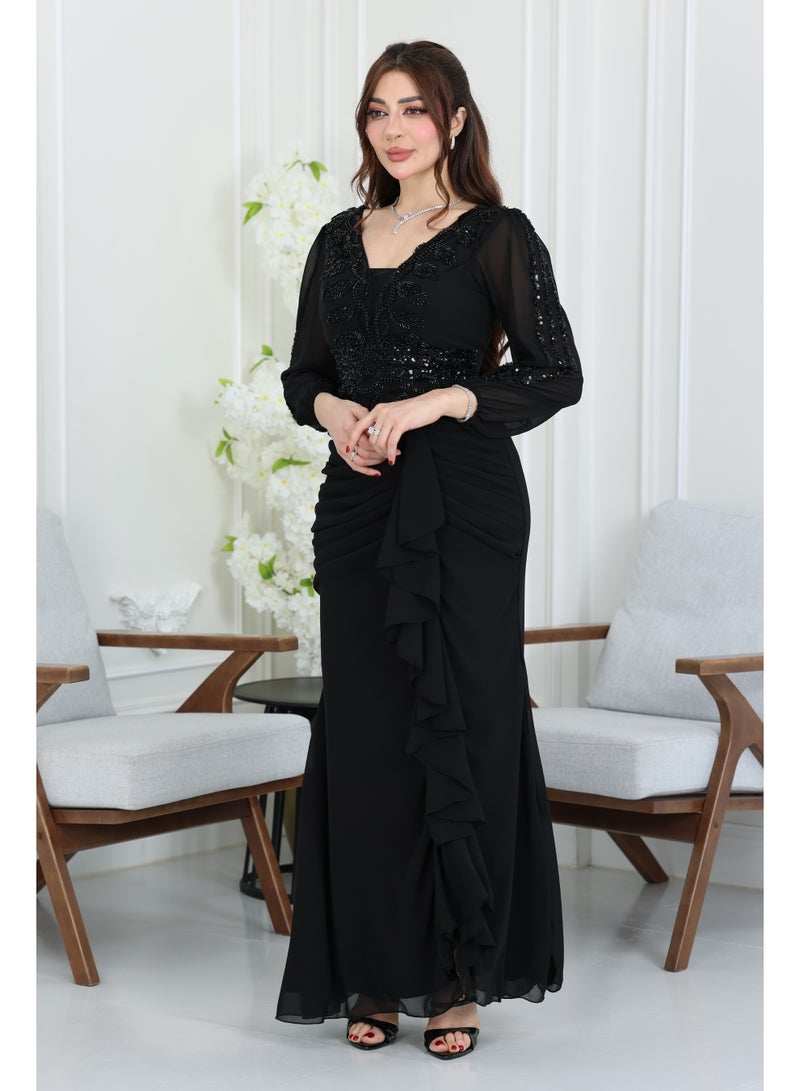 المصمم الحديث فستان سهرة كم بتصميم انيق وفخم من براند المصمم الحديث - Image 3