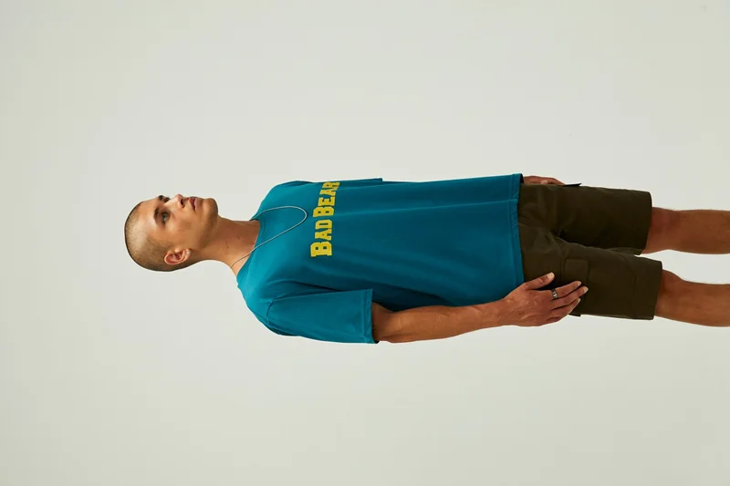 Bad Bear 22.01.07.053_Title O Neck Oversized Printed Petrol Men's T-Shirt