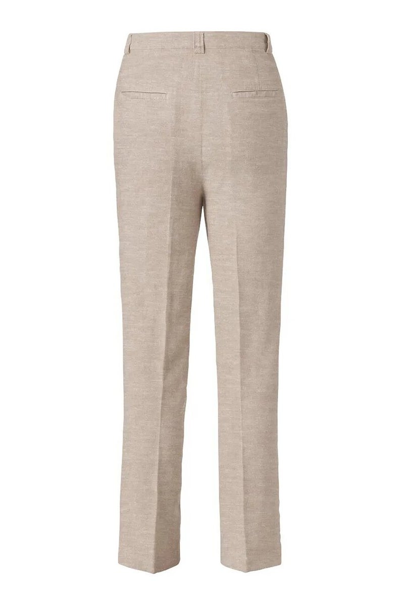 Tchibo Women Regular Fit Linen Blend Trousers, Sand - Image 3