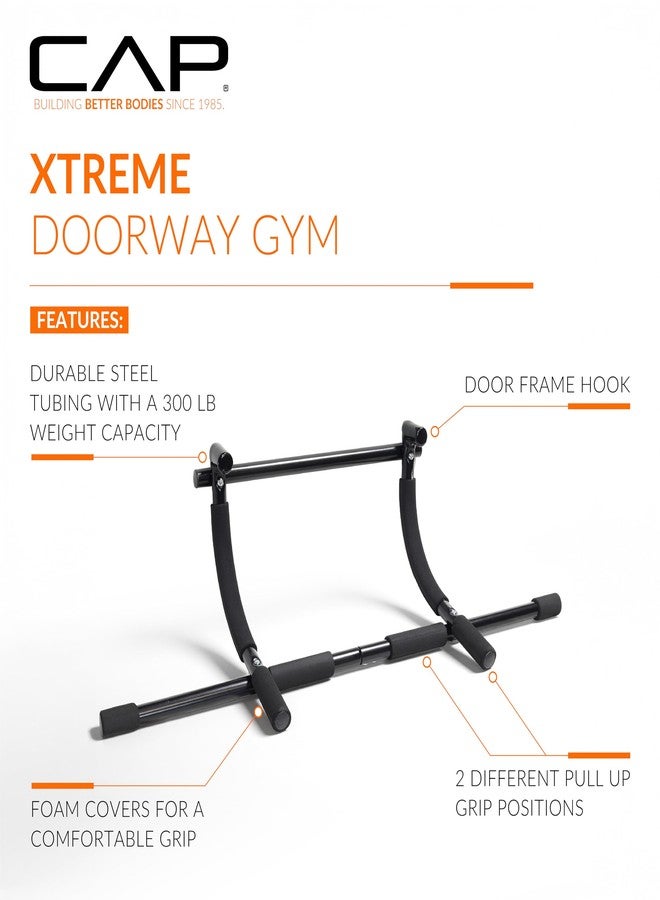 كاب باربل قضيب سحب CAP Barbell Xtreme للأبواب | قضيب محمول لتمارين العقلة والضغط على إطار الباب لصالة الألعاب الرياضية المنزلية | معدات تمارين القوة بسعة 300 رطل | جهاز تدريب داخلي بدون حفر - Image 3
