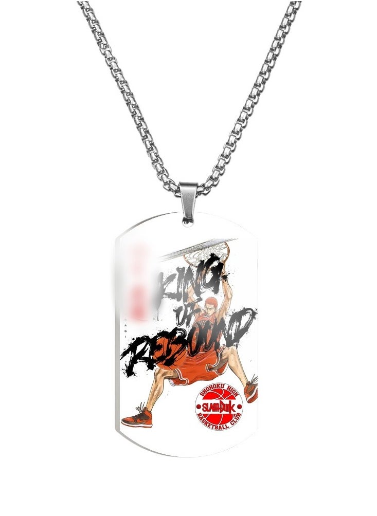 KUYING New Slam Dunk Color Printed Stainless Steel Necklace 