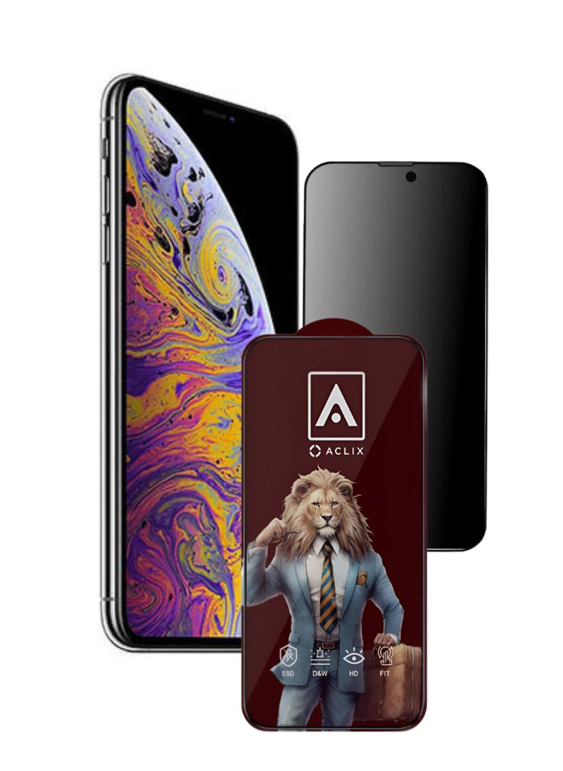 ACLIX Antistatic ESD Dustproof Premium Quality High Definition Anti-Spy Privacy Tempered Glass Screen Protector Designed For  iPhone XS - Image 1