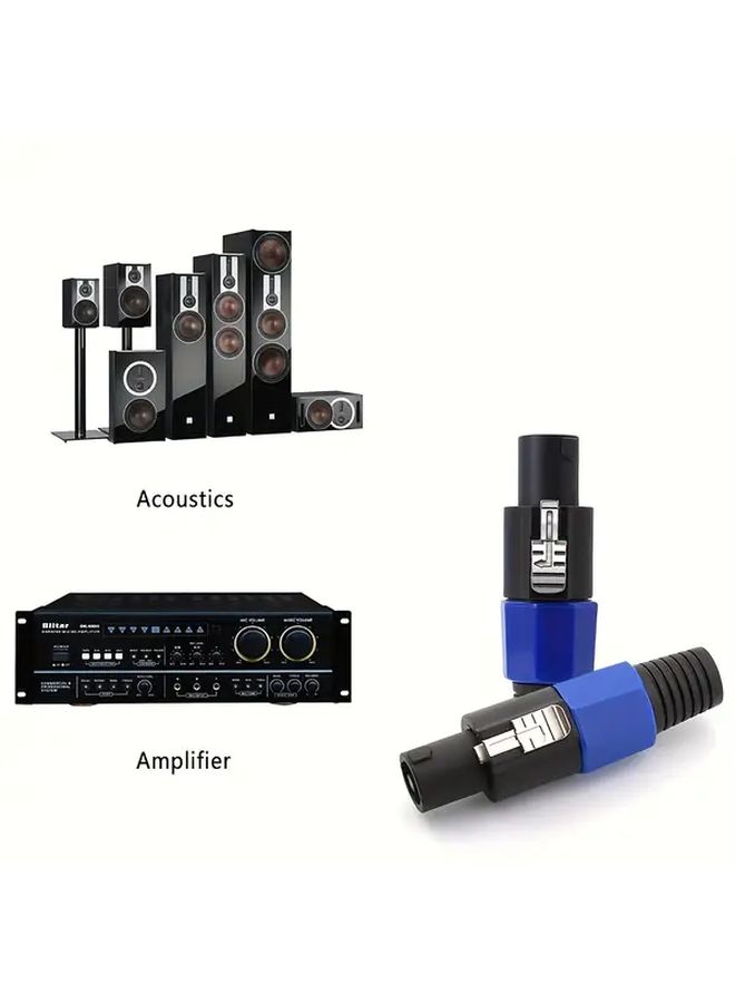 4 Pole Speakon Audio Connectors Professional Plug Socket 4pcs A Pack Blue Black - Image 4