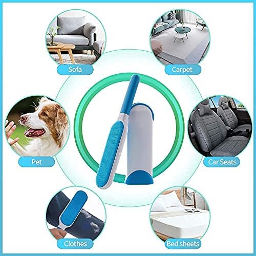 Hebrew Pet Cat Hair Remover - Double-Sided Standard-Size, Travel Pet Hair Removal Brush, Self-Cleaning Base - Remove Cat and Dog Fur, Lint from Carpet, Car Seat, Couch, Clothing, Bedding, Fabric - Image 3