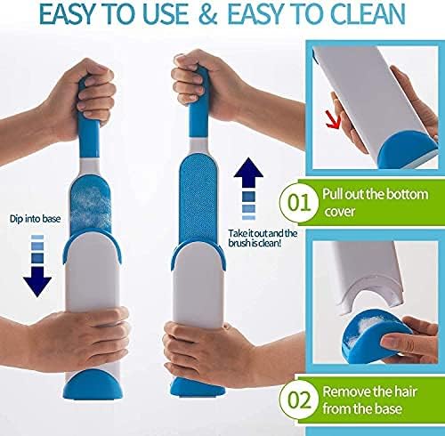 Hebrew Pet Cat Hair Remover - Double-Sided Standard-Size, Travel Pet Hair Removal Brush, Self-Cleaning Base - Remove Cat and Dog Fur, Lint from Carpet, Car Seat, Couch, Clothing, Bedding, Fabric - Image 2