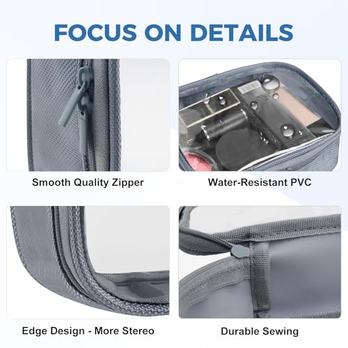 Moyad TSA Approved Clear Toiletry Bag, 1 Pack Quart Size 3-1-1 Liquids Pouch for Travel, Transparent Makeup & Cosmetic Organizer for Women Men, Grey - Image 5