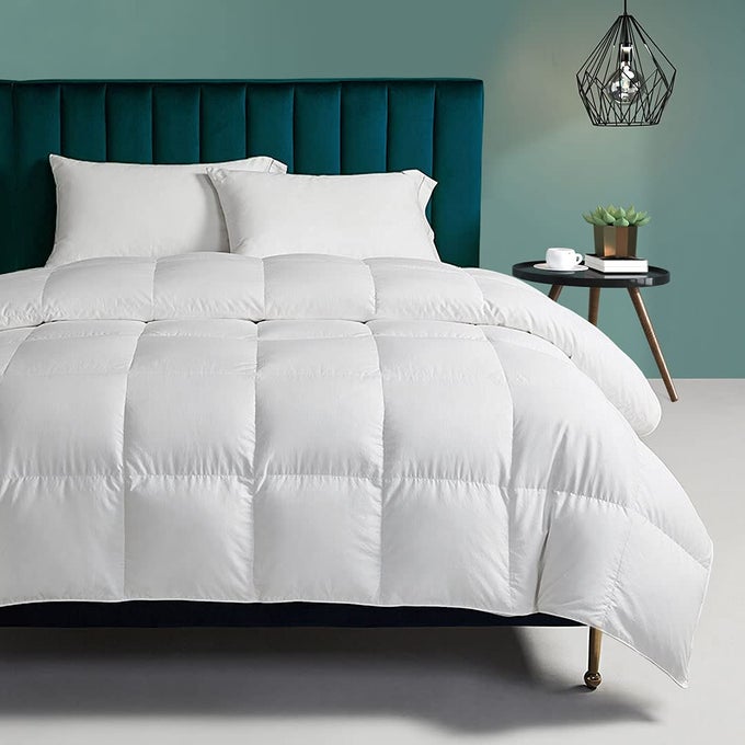 ORGANIC FEATHERS DOWN COMFORTER TWIN SIZE ALL SEASON DUVET INSERT 100 ORGANIC COTTON MEDIUM WARM QUILTED BED COMFORTER WITH CORNER TABS 68X90 WHITE