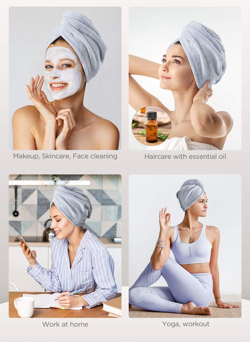 3 Packs Microfiber Hair Towel for Wet Purple Blue Grey - Image 5