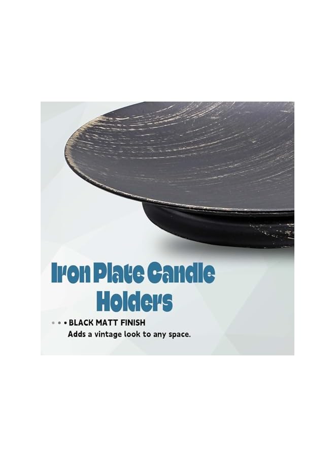 The Bros Iron Metal Candle Holders for Pillar Candles, 4.3" Retro Decorative Candle Plates Diameter Candle Stand for Home Decor, Housewarming, Table, Wedding, Party, Spa, 2 Pcs - Image 4