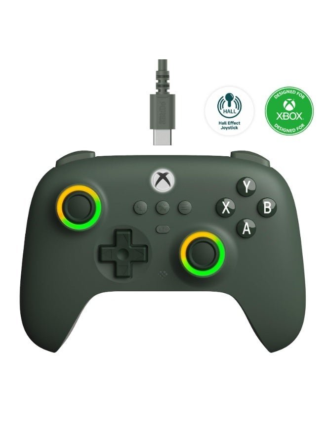 8بت دو وحدة تحكم سلكية 8BitDo Ultimate C لأجهزة Xbox مزودة بعصا تحكم ومحفزات تعمل بتقنية Hall Effect، وحلقة إضاءة RGB، متوافقة مع Xbox Series X|S وXbox One وWindows 10/11 - مرخصة رسميًا (أخضر داكن) - Image 1