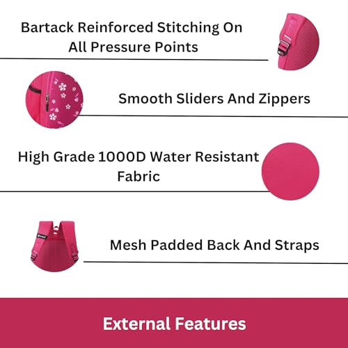 HYDER Bliss 30L Latest Cute and Stylish School Bag for Girls - Perfect for School, College, Office, Travel and Tution Durable School bags for Kids And Women | Perfect Girls Bag (Pink) - Image 5