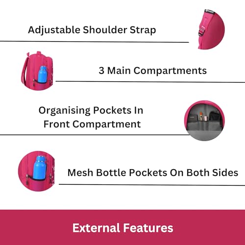 HYDER Bliss 30L Latest Cute and Stylish School Bag for Girls - Perfect for School, College, Office, Travel and Tution Durable School bags for Kids And Women | Perfect Girls Bag (Pink) - Image 4