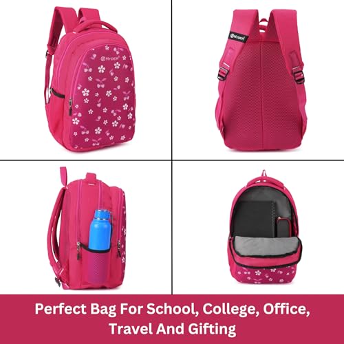 HYDER Bliss 30L Latest Cute and Stylish School Bag for Girls - Perfect for School, College, Office, Travel and Tution Durable School bags for Kids And Women | Perfect Girls Bag (Pink) - Image 3