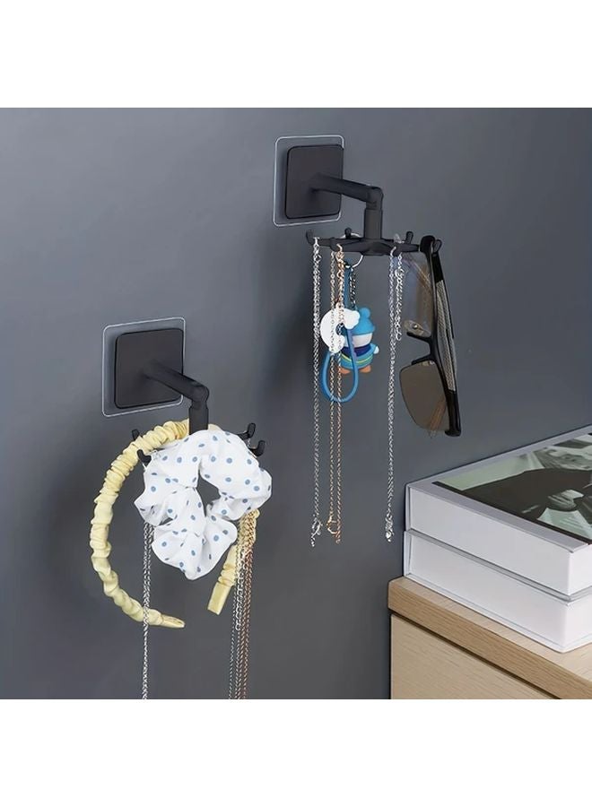 White Wall Mounted Rotating Folding Jewelry Organizer Space Saving Storage Rack - Image 1