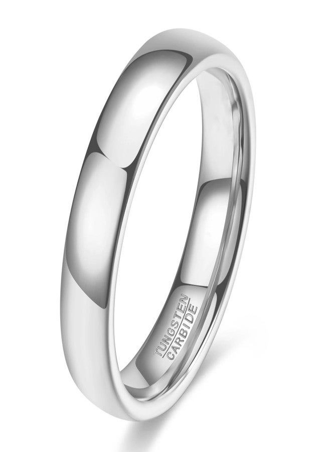 VQYSKO Silver 2mm 4mm 6mm 8mm Tungsten Wedding Band Ring for Men Women Domed High Polish Comfort Fit | Size 4-14 (Silver-4mm, 8.5) - Image 1