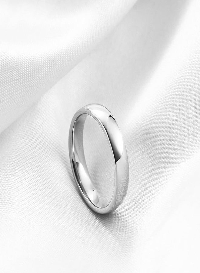 VQYSKO Silver 2mm 4mm 6mm 8mm Tungsten Wedding Band Ring for Men Women Domed High Polish Comfort Fit | Size 4-14 (Silver-4mm, 8.5) - Image 5
